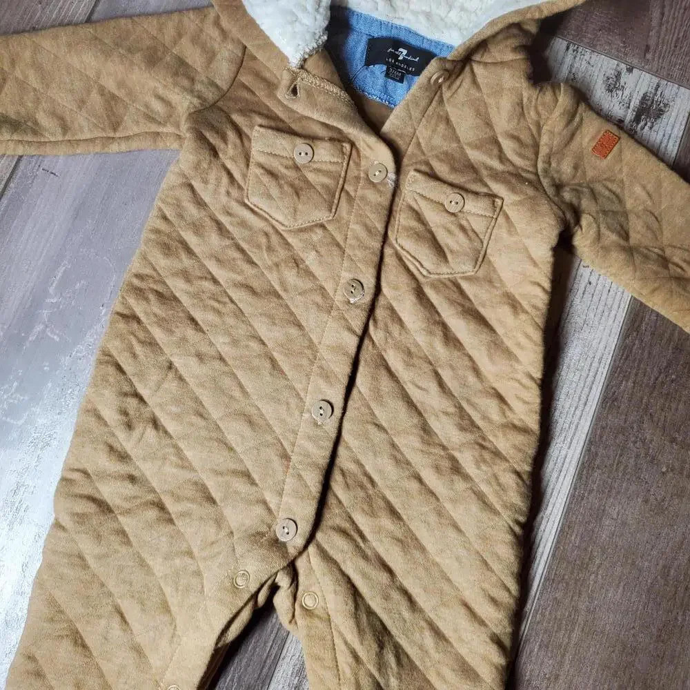 7 for all mankind Los Angeles Quilted Baby Bunting Snowsuit Size 3/6 Months - Picture 8 of 14